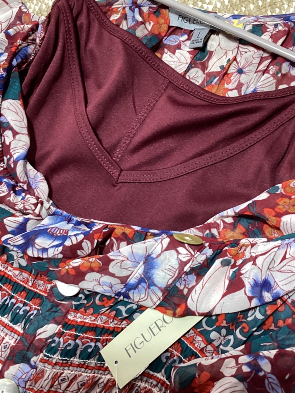 NWT Figueroa &Flower Large Burgandy floral Midi Dress - Picture 14 of 16